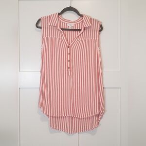 Time And Tru Viscose Top Size XXL Sleeveless Henley Popover Coral White …
